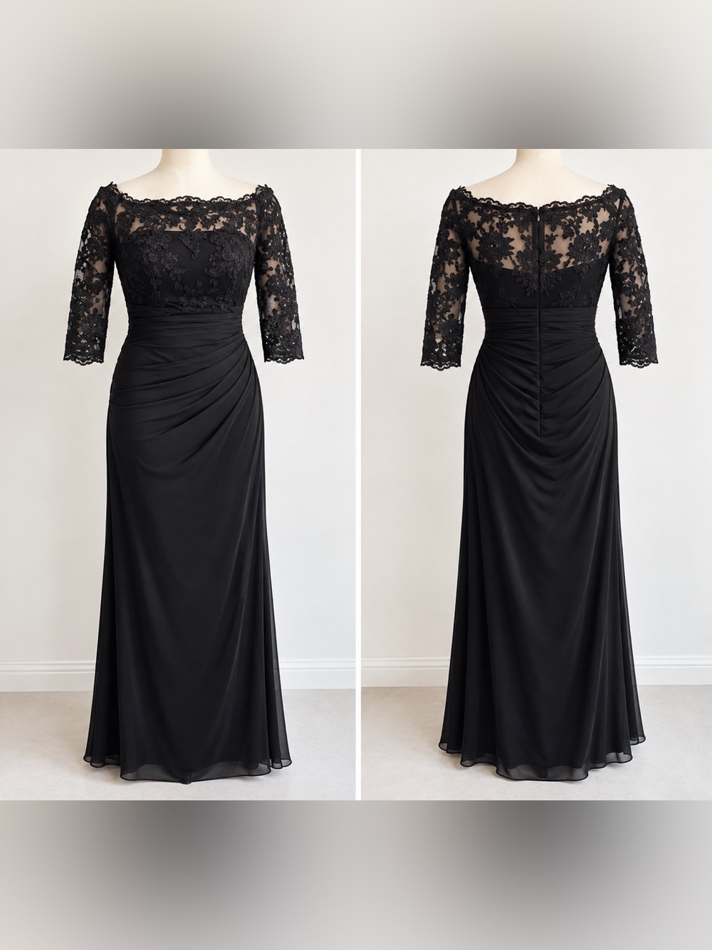 Azazie Black Lace Illusion Bodice Gown